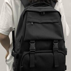 Large Capacity Buckle Decor Backpack